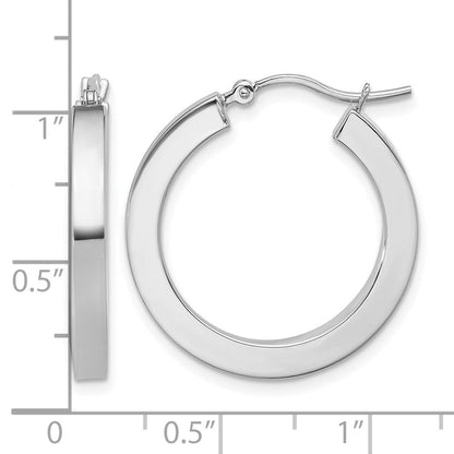 10K Weißgold 3mm Poliert Quadratisch Röhre Creolen
