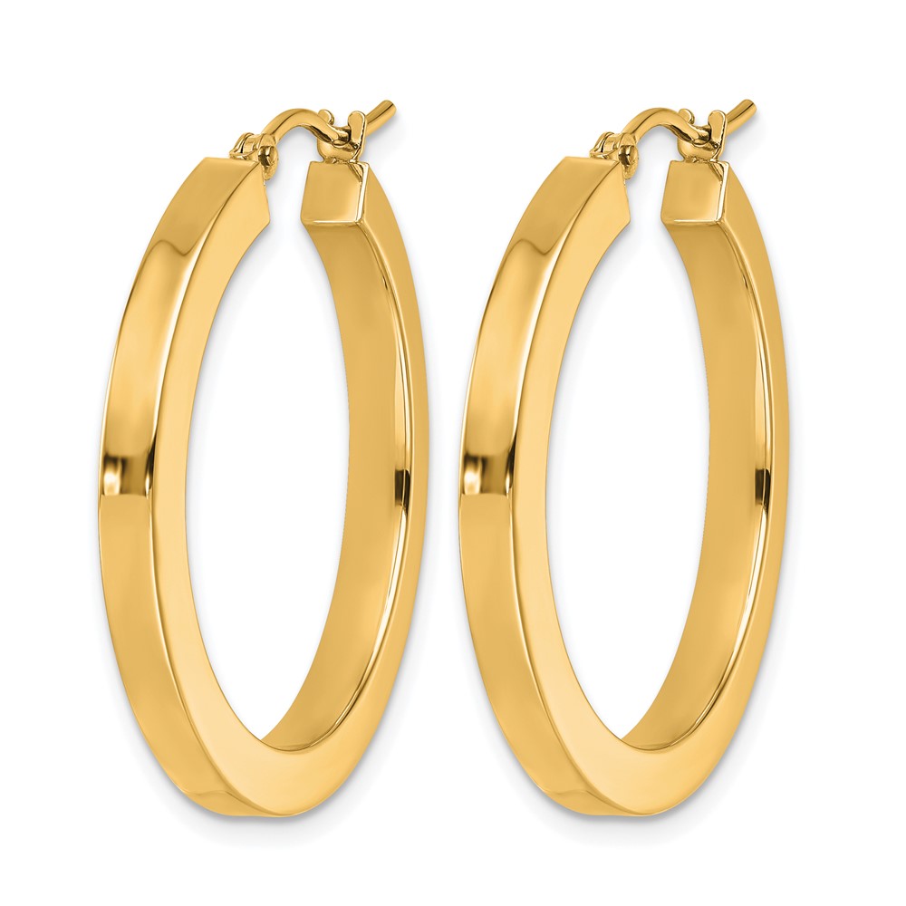 10K Gelbgold 3mm Poliert Quadratisch Creolen