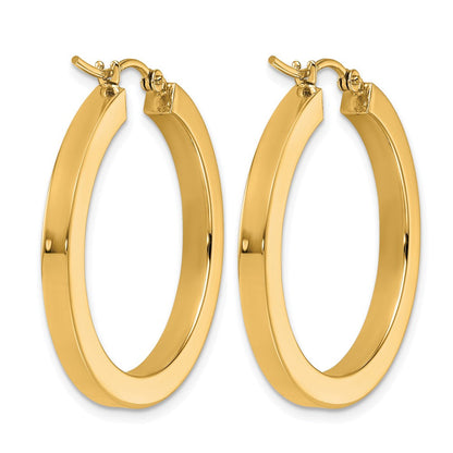 10K Gelbgold 3mm Poliert Quadratisch Creolen