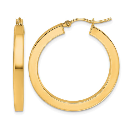 10K Gelbgold 3mm Poliert Quadratisch Creolen