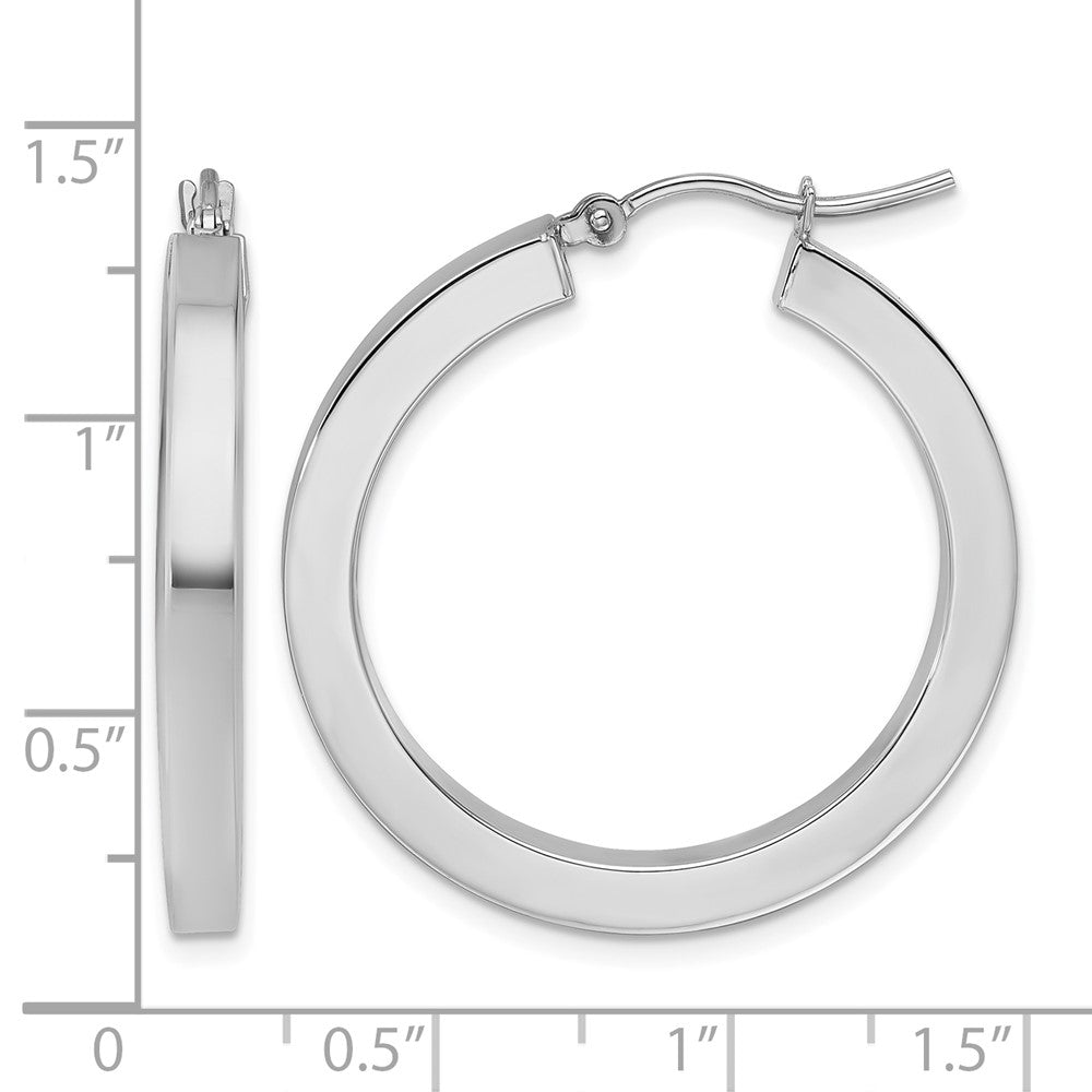 10K Weißgold 3mm Poliert Quadratisch Röhre Creolen