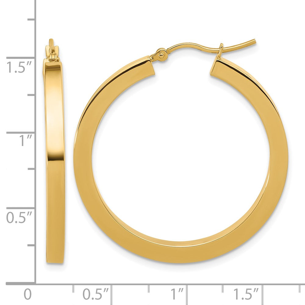 10K Gelbgold 3mm Poliert Quadratisch Creolen