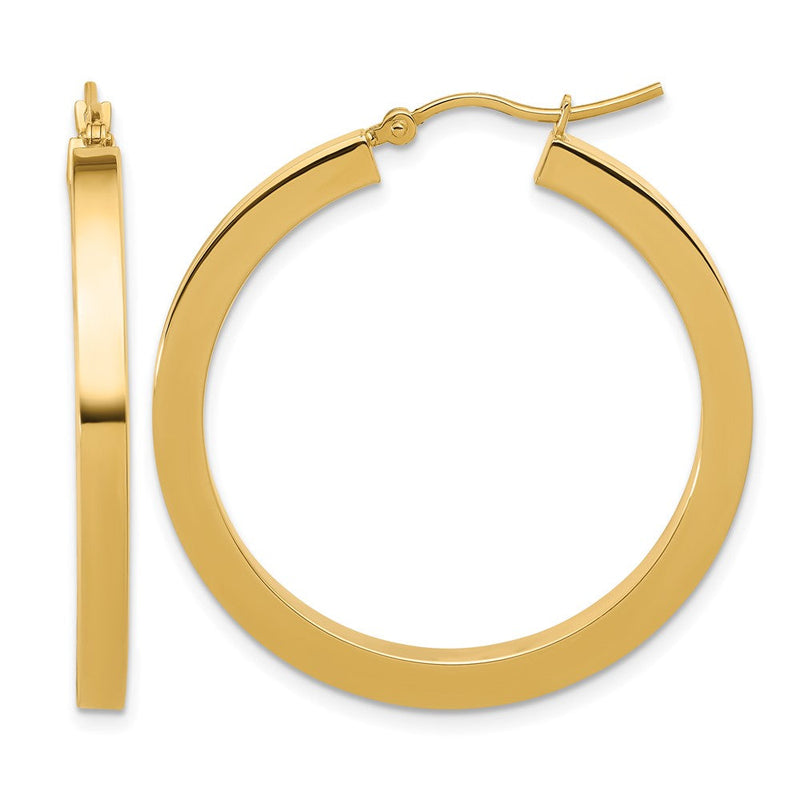 10K Gelbgold 3mm Poliert Quadratisch Creolen