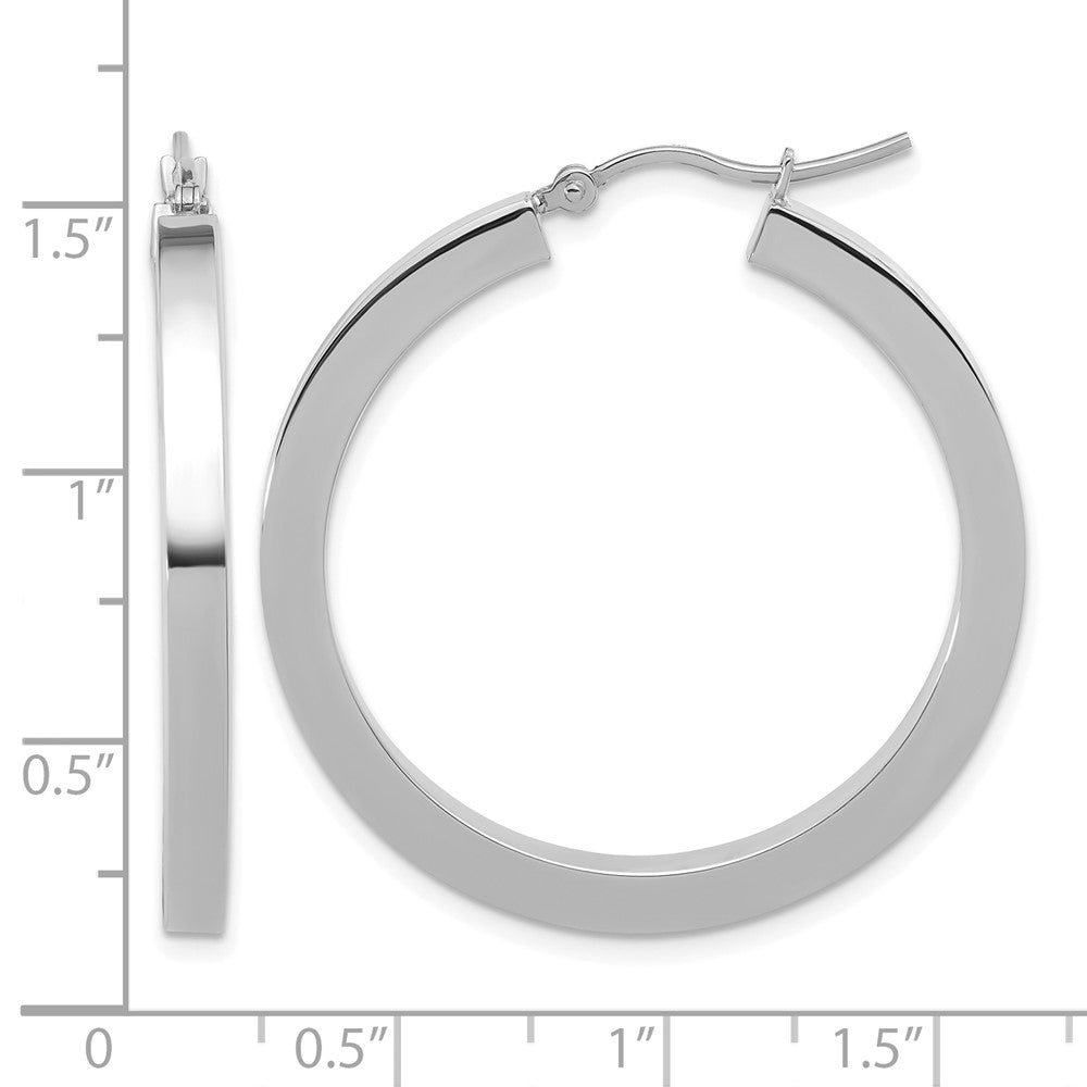 10K Weißgold 3mm Poliert Quadratisch Röhre Creolen