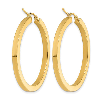 10K Gelbgold 3mm Poliert Quadratisch Creolen