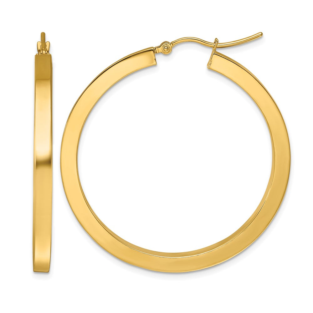 10K Gelbgold 3mm Poliert Quadratisch Creolen