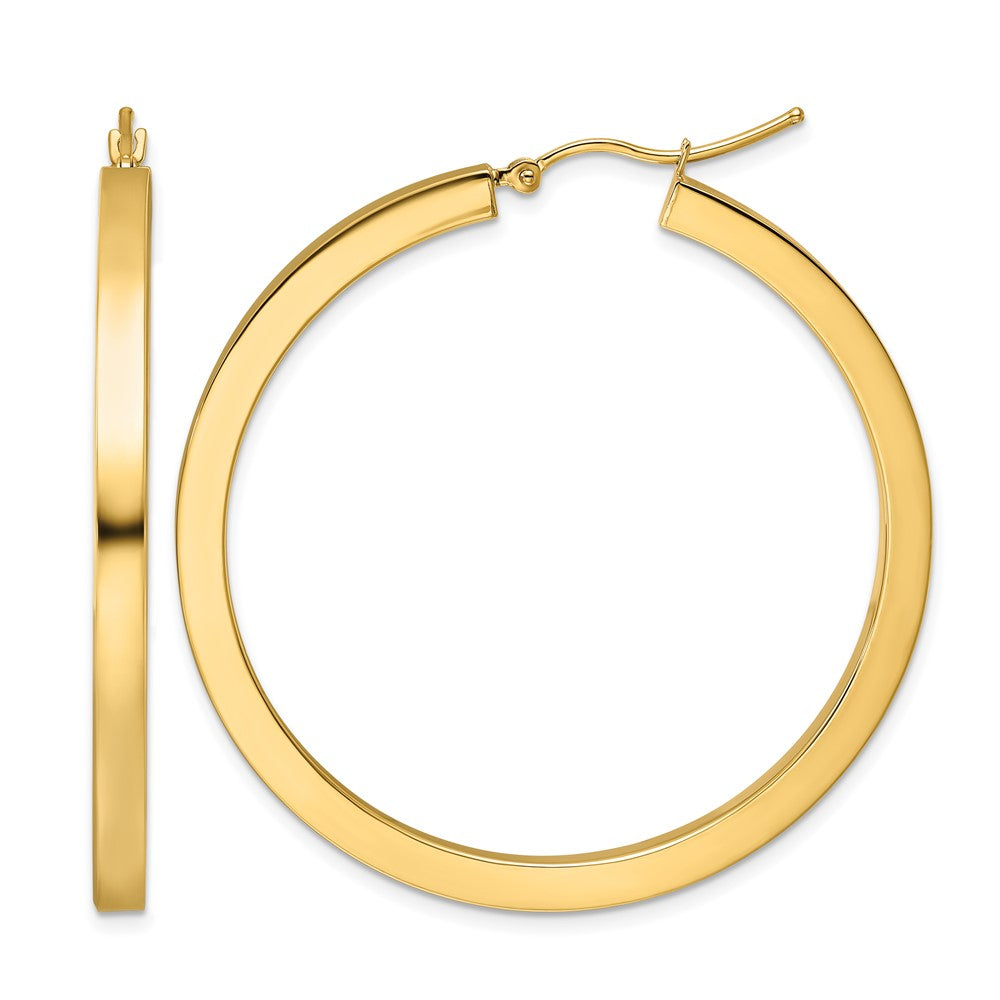 10K Gelbgold 3mm Poliert Quadratisch Creolen
