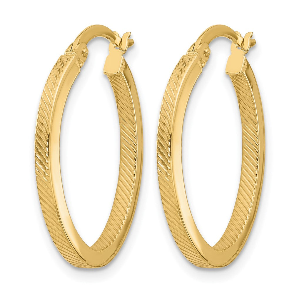 10K Gelbgold Poliert und Strukturiert Oval Creolen