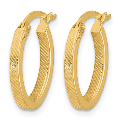 10K Gelbgold Poliert und Strukturiert Oval Creolen