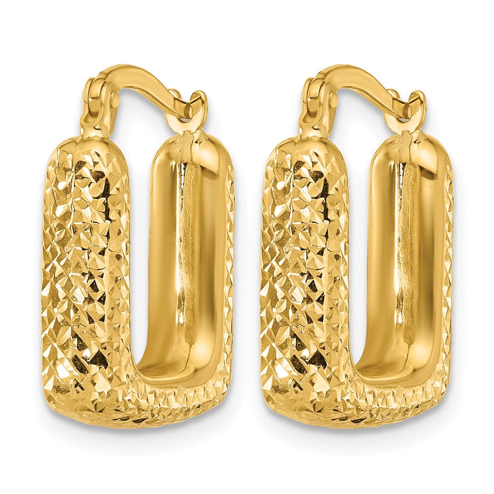10K Gelbgold Poliert und Diamantiert Quadratisch Creolen