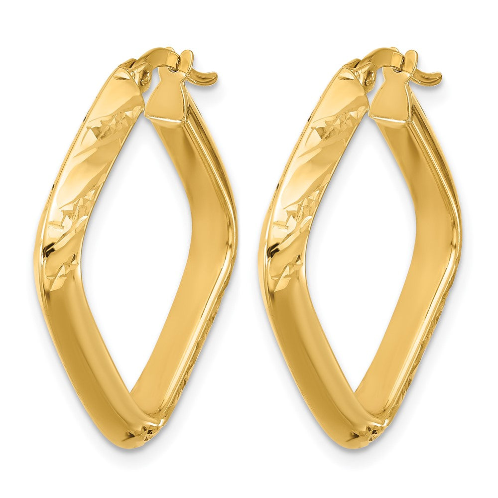 10K Gelbgold Poliert und Diamantiert Quadratisch Creolen