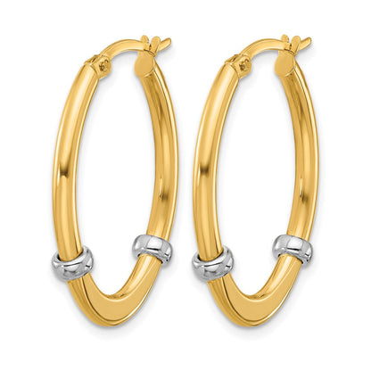 10K Bicolor Poliert Oval Creolen