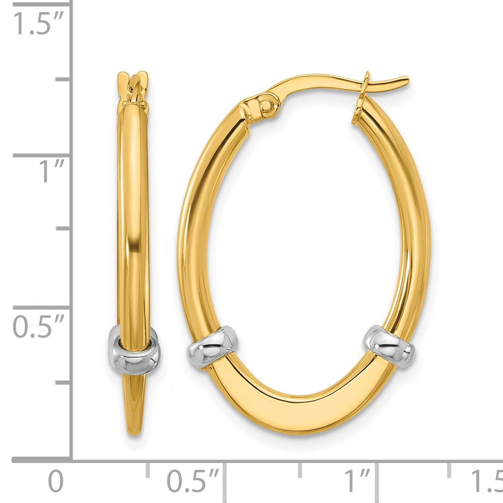 10K Bicolor Poliert Oval Creolen