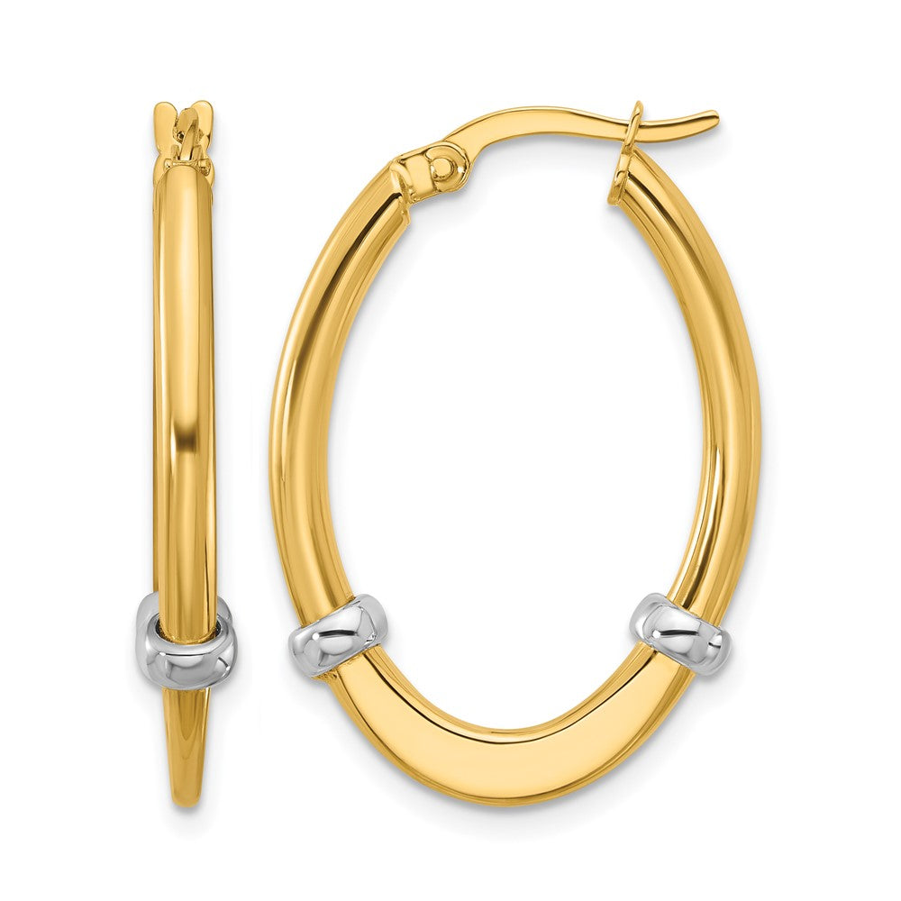 10K Bicolor Poliert Oval Creolen