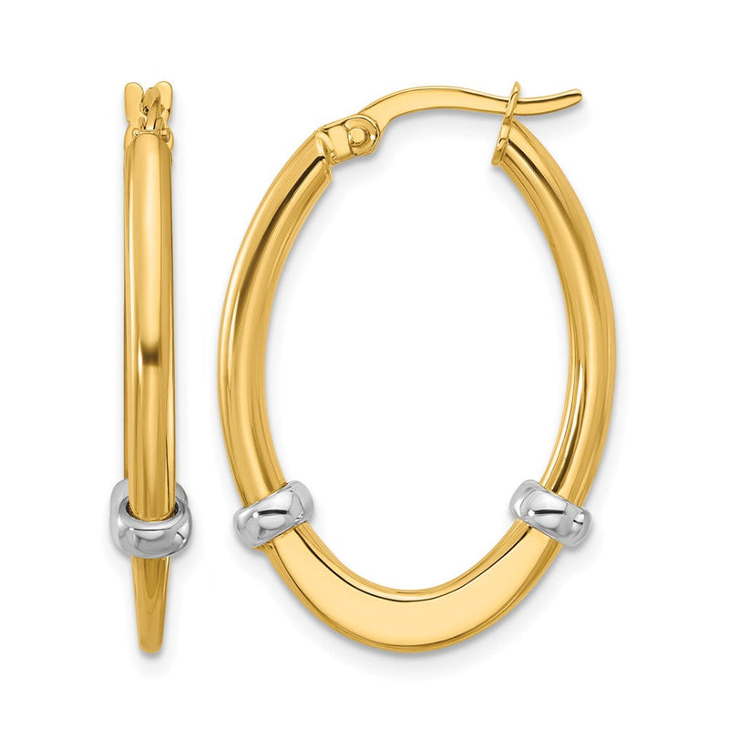 10K Bicolor Poliert Oval Creolen