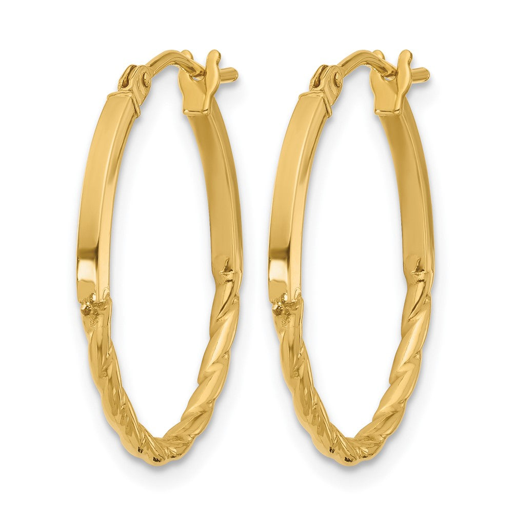 10K Gelbgold Poliert Gedreht Oval Creolen