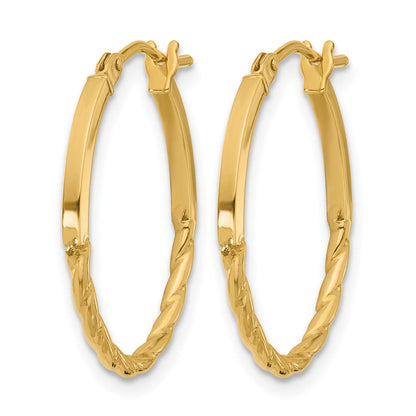 10K Gelbgold Poliert Gedreht Oval Creolen