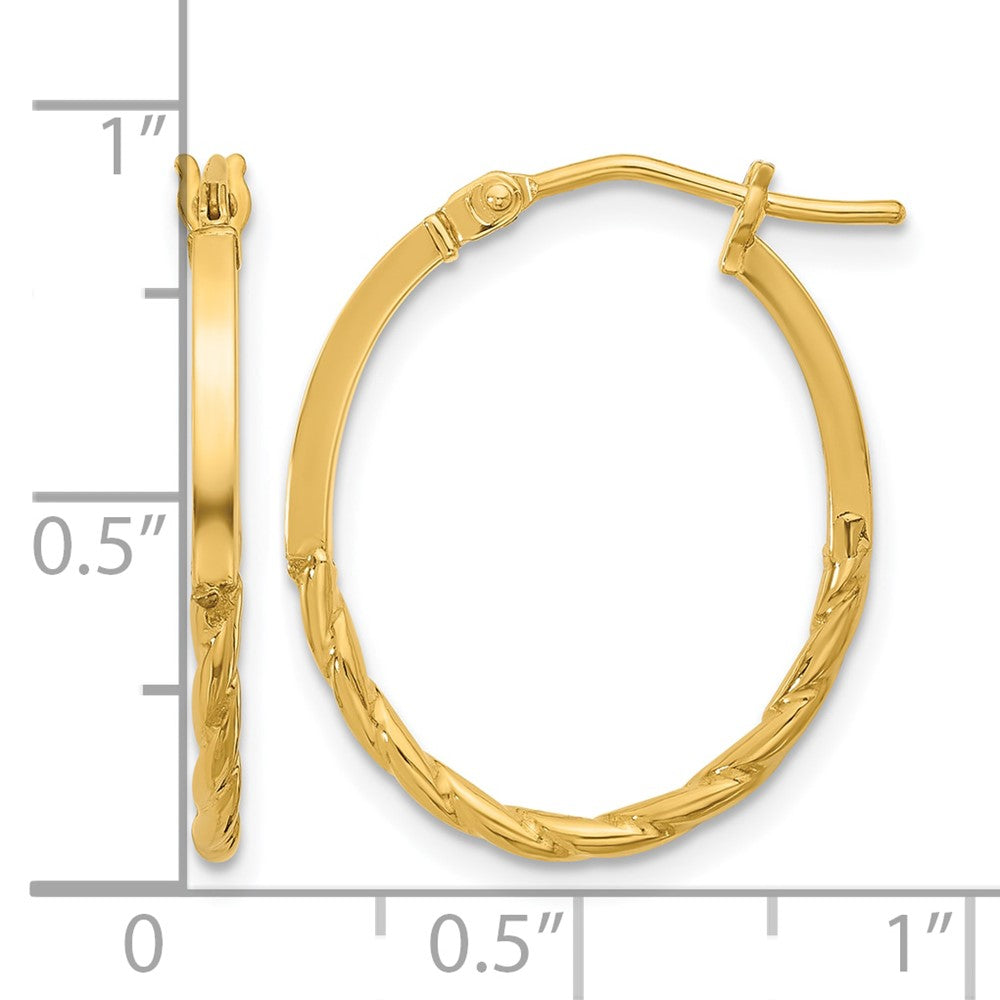 10K Gelbgold Poliert Gedreht Oval Creolen
