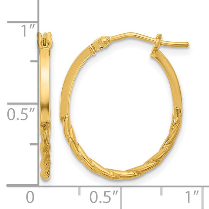 10K Gelbgold Poliert Gedreht Oval Creolen