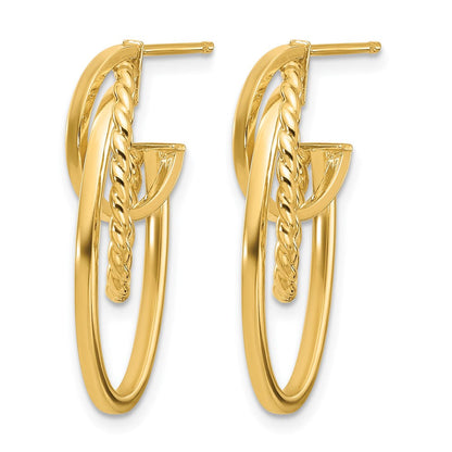 10K Gelbgold Poliert und Gedreht Oval J Creole Ohrstecker