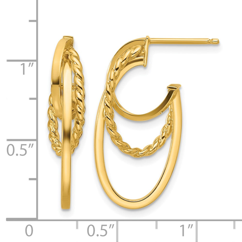 10K Gelbgold Poliert und Gedreht Oval J Creole Ohrstecker