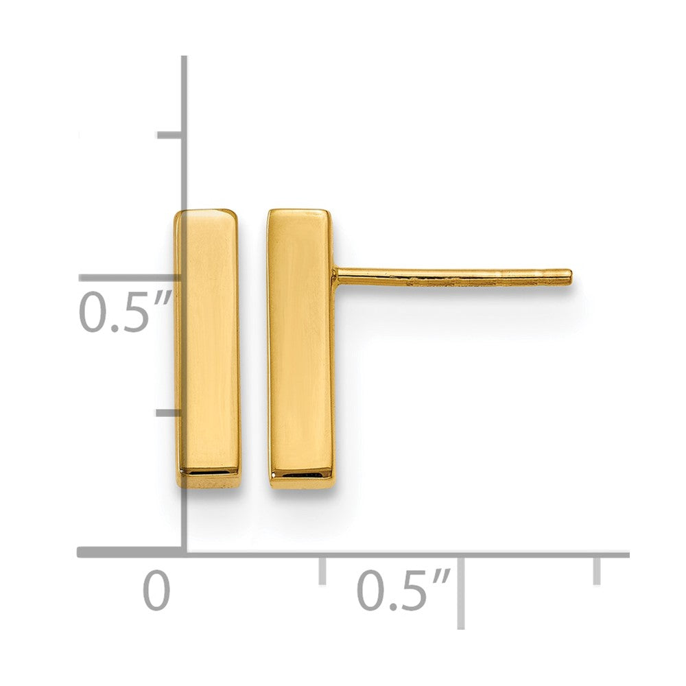 10K Gelbgold Poliert Stecker Stab Ohrringe