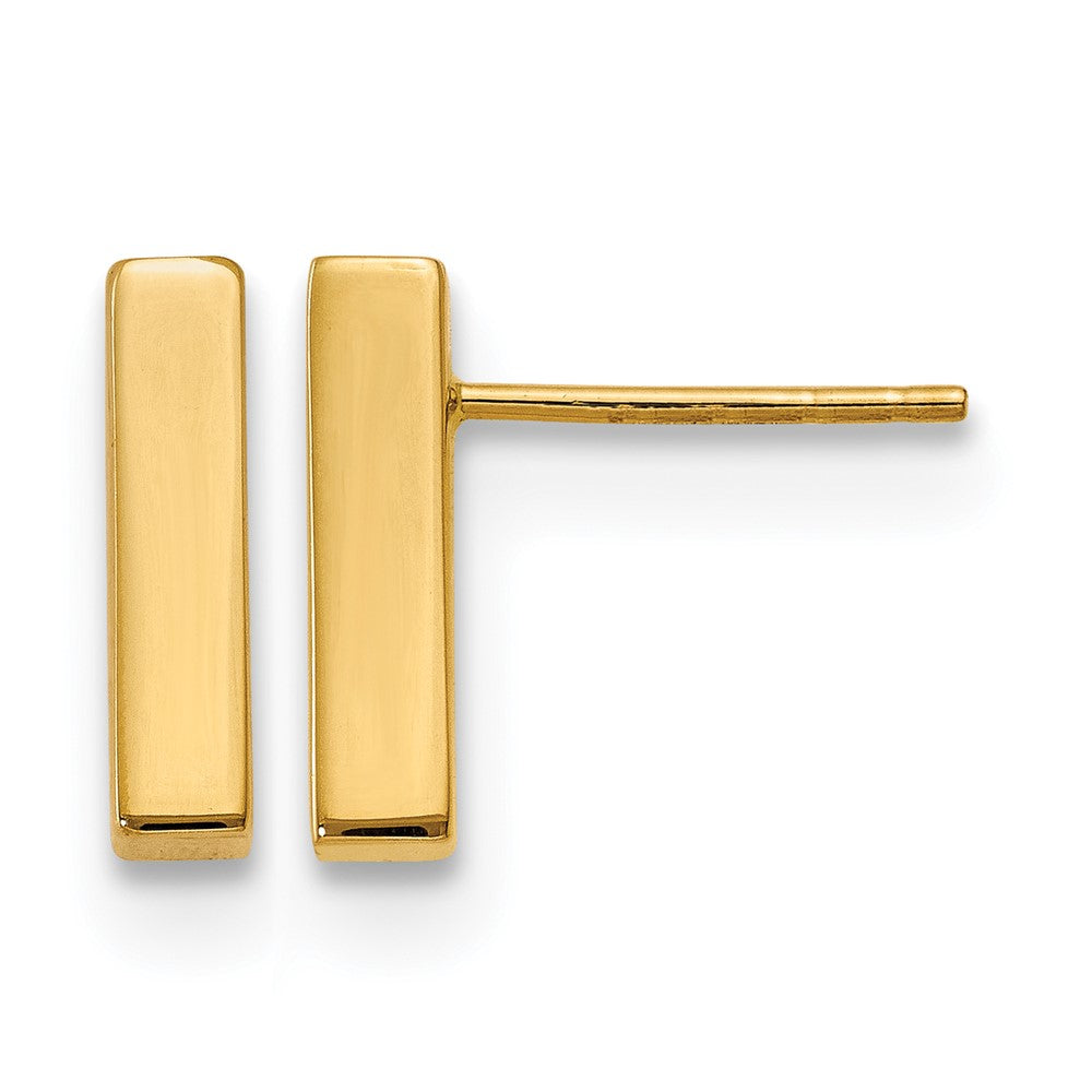 10K Gelbgold Poliert Stecker Stab Ohrringe