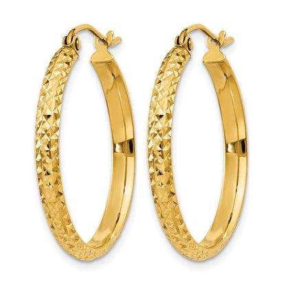 10K Gelbgold Diamantiert 2.8x25mm Hohl Creolen