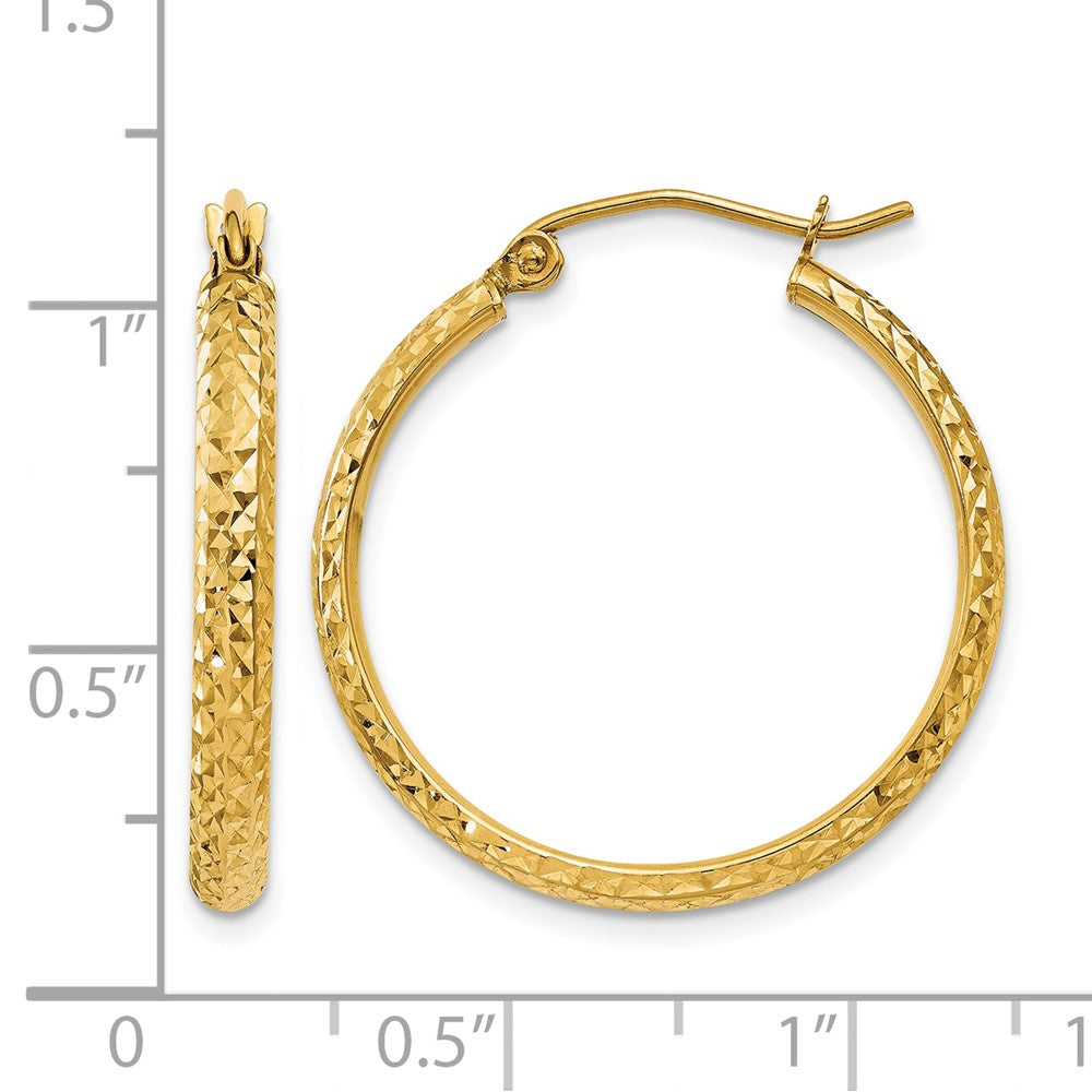10K Gelbgold Diamantiert 2.8x25mm Hohl Creolen
