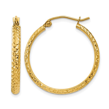 10K Gelbgold Diamantiert 2.8x25mm Hohl Creolen