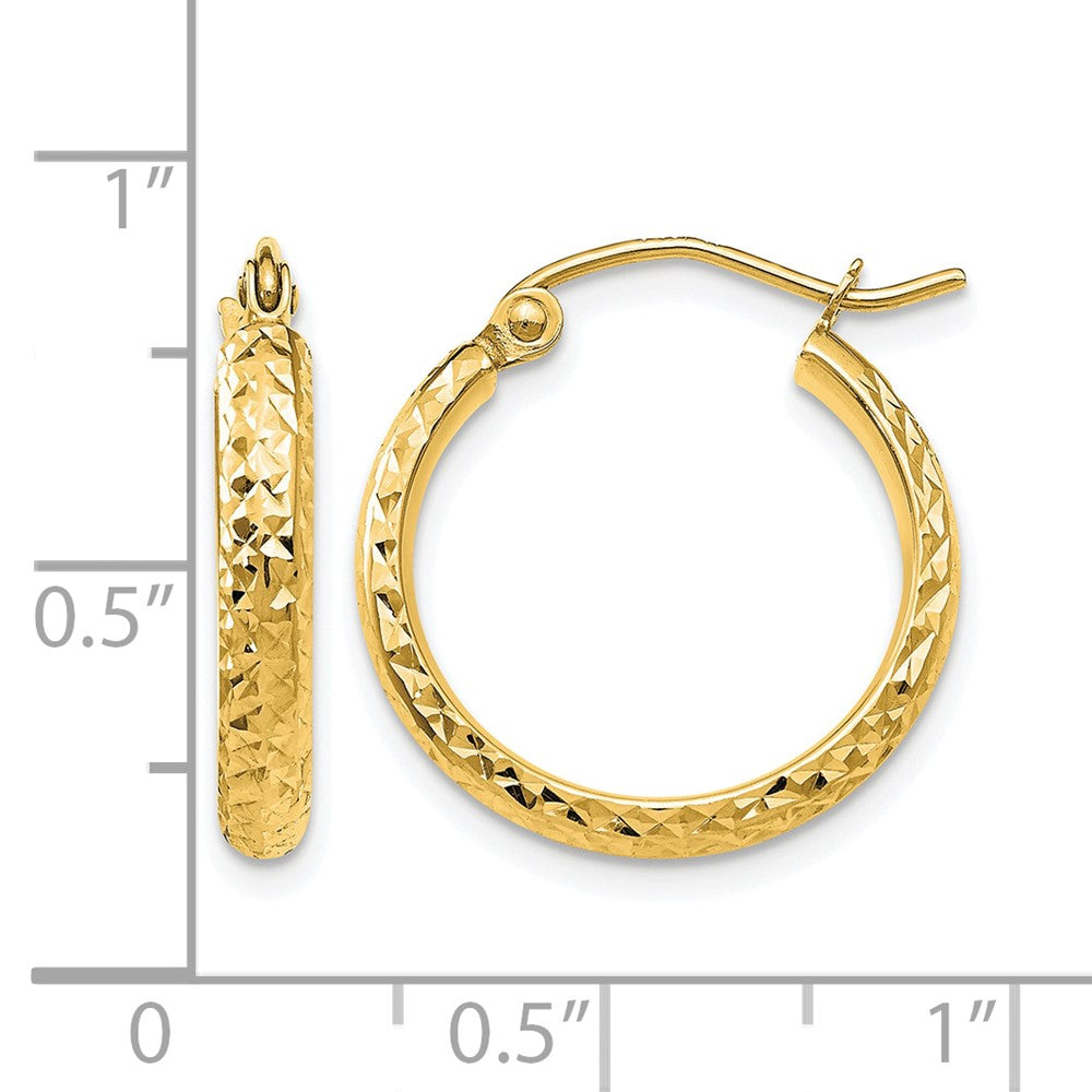 10K Gelbgold Diamantiert 2.8x18mm Hohl Creolen