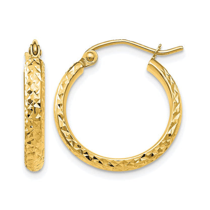 10K Gelbgold Diamantiert 2.8x18mm Hohl Creolen