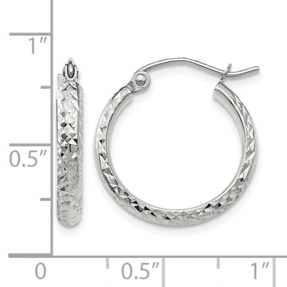 10K Weißgold Diamantiert 2.8x18mm Hohl Creolen