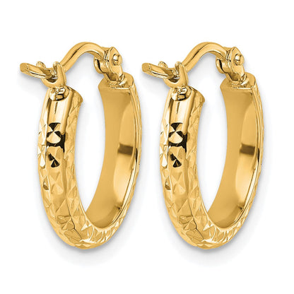 10K Gelbgold Diamantiert 2.8x15mm Hohl Creolen