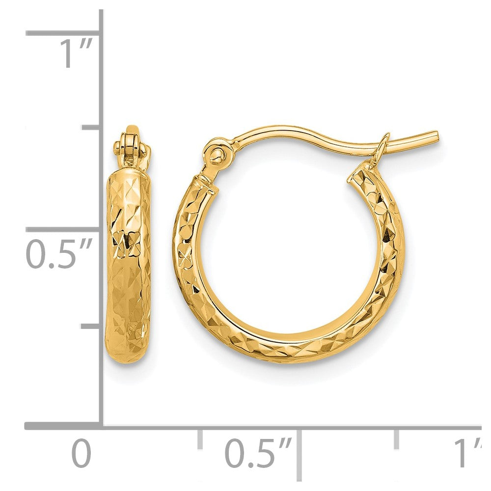 10K Gelbgold Diamantiert 2.8x15mm Hohl Creolen