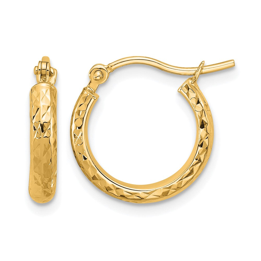 10K Gelbgold Diamantiert 2.8x15mm Hohl Creolen