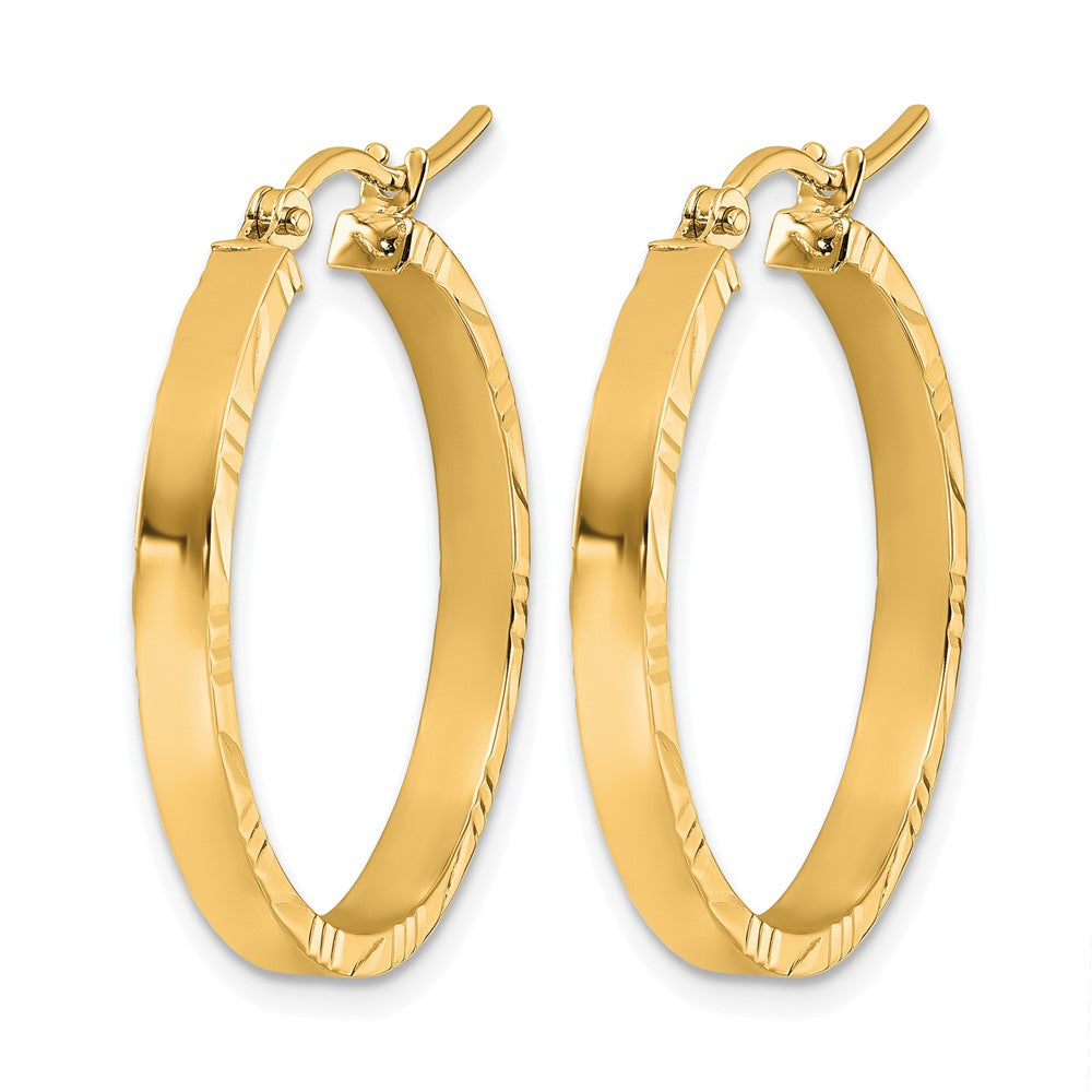 10K Gelbgold Diamantiert Kante Mittel 3mm Poliert Creolen