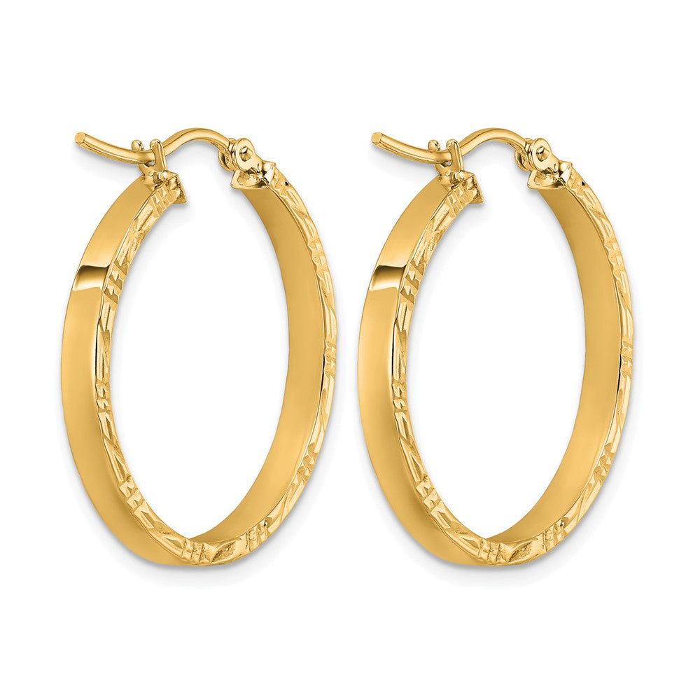 10K Gelbgold Diamantiert Kante Mittel 3mm Poliert Creolen