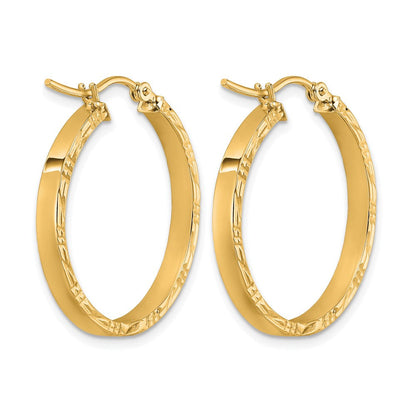 10K Gelbgold Diamantiert Kante Mittel 3mm Poliert Creolen