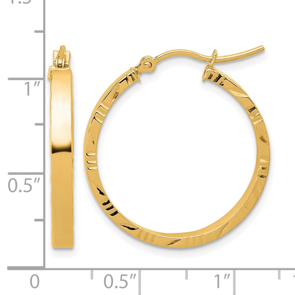 10K Gelbgold Diamantiert Kante Mittel 3mm Poliert Creolen