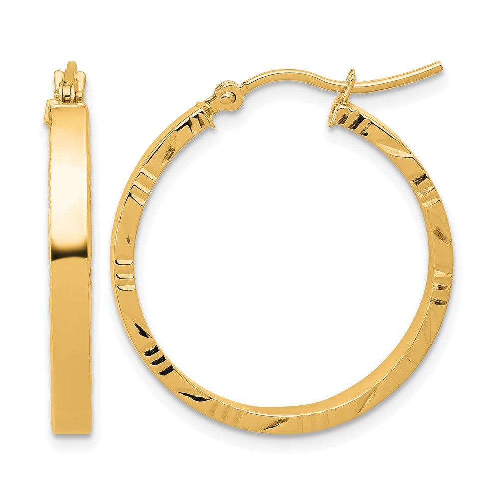 10K Gelbgold Diamantiert Kante Mittel 3mm Poliert Creolen