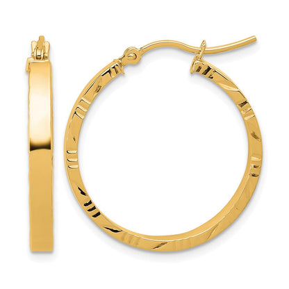 10K Gelbgold Diamantiert Kante Mittel 3mm Poliert Creolen