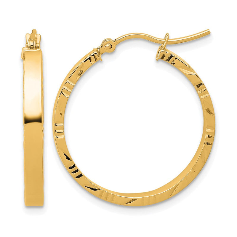 10K Gelbgold Diamantiert Kante Mittel 3mm Poliert Creolen
