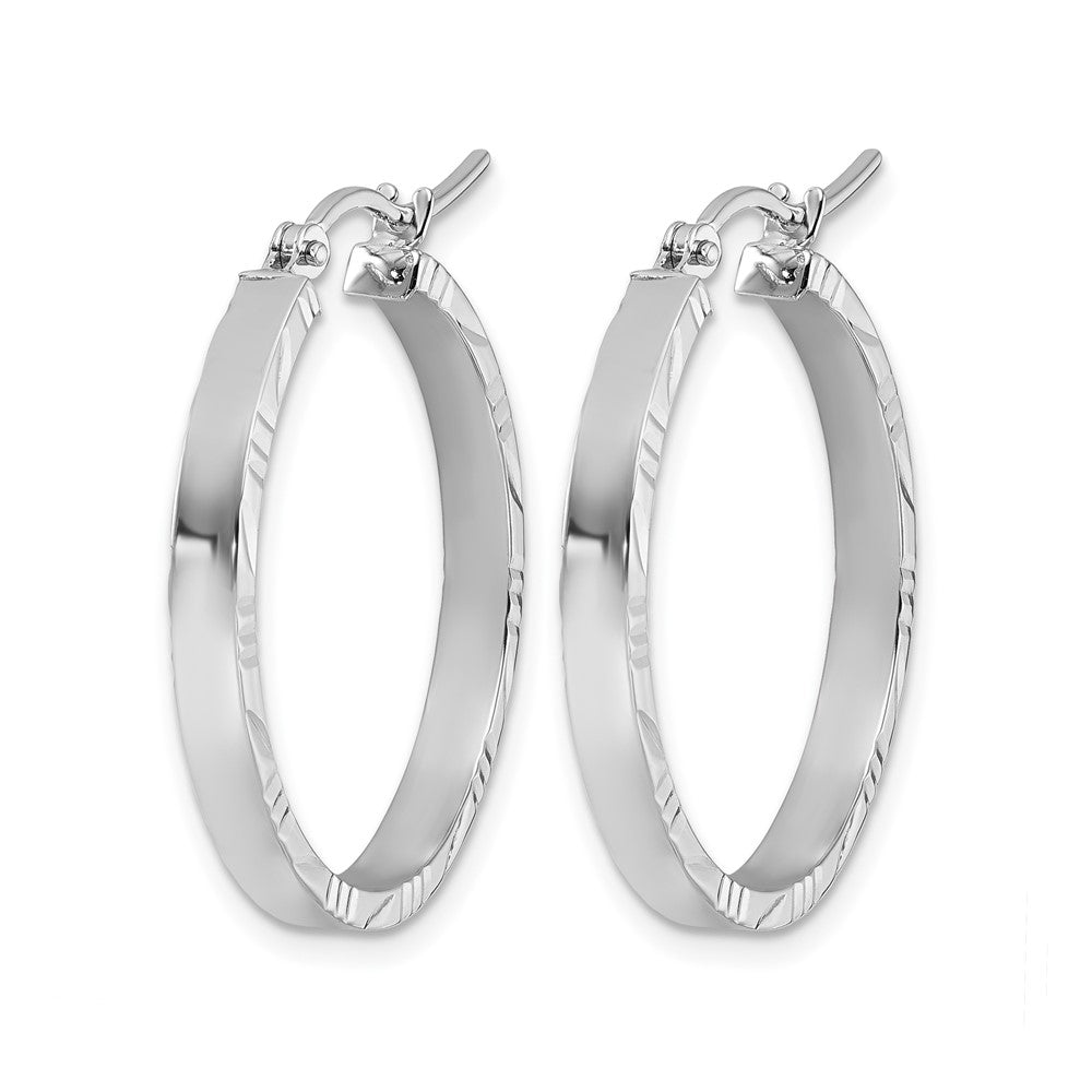 10K Weißgold Diamantiert Kante Mittel 3mm Poliert Creolen