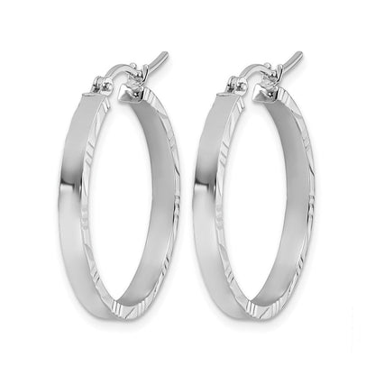 10K Weißgold Diamantiert Kante Mittel 3mm Poliert Creolen