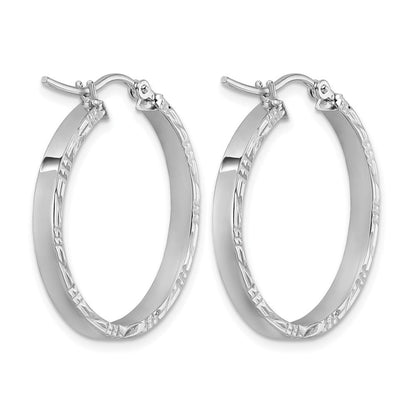 10K Weißgold Diamantiert Kante Mittel 3mm Poliert Creolen