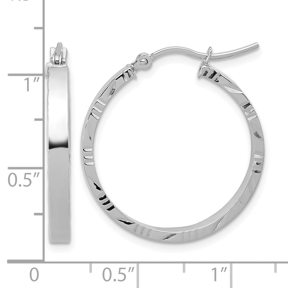 10K Weißgold Diamantiert Kante Mittel 3mm Poliert Creolen