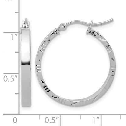 10K Weißgold Diamantiert Kante Mittel 3mm Poliert Creolen