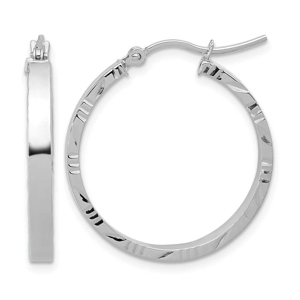 10K Weißgold Diamantiert Kante Mittel 3mm Poliert Creolen