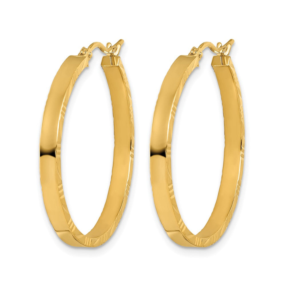 10K Gelbgold Diamantiert Kante Groß 3mm Poliert Creolen